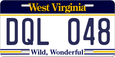 WV license plate DQL048