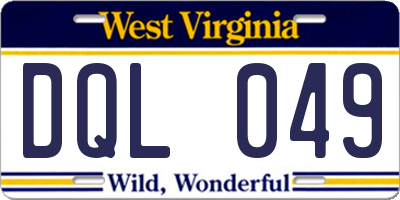 WV license plate DQL049