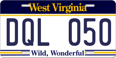 WV license plate DQL050