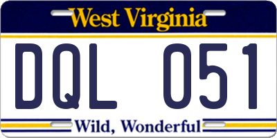 WV license plate DQL051