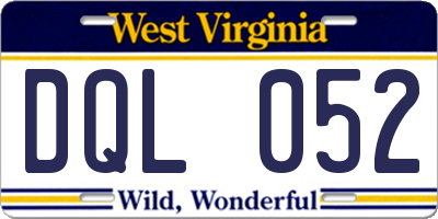 WV license plate DQL052