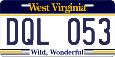 WV license plate DQL053