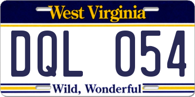 WV license plate DQL054