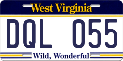 WV license plate DQL055