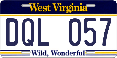 WV license plate DQL057