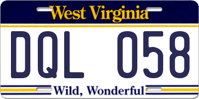 WV license plate DQL058