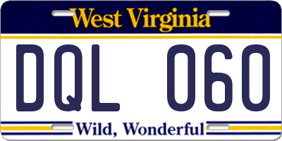 WV license plate DQL060