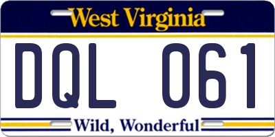 WV license plate DQL061