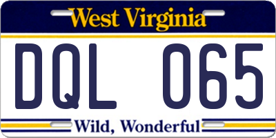 WV license plate DQL065