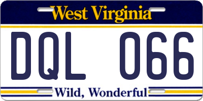 WV license plate DQL066