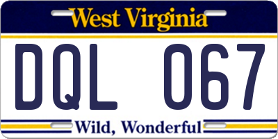 WV license plate DQL067