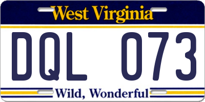 WV license plate DQL073