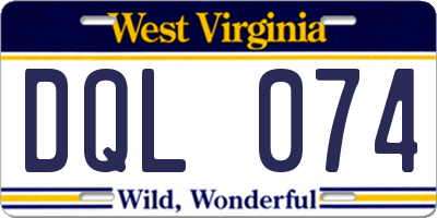 WV license plate DQL074