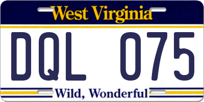 WV license plate DQL075