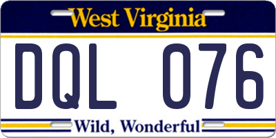 WV license plate DQL076