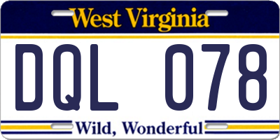 WV license plate DQL078