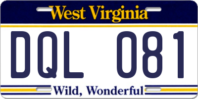 WV license plate DQL081