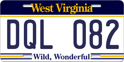WV license plate DQL082