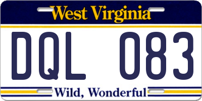 WV license plate DQL083