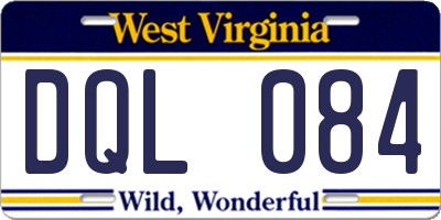 WV license plate DQL084