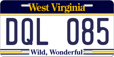 WV license plate DQL085
