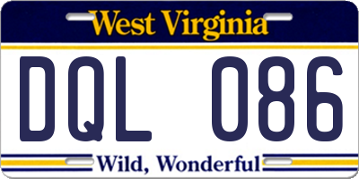 WV license plate DQL086