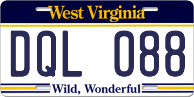 WV license plate DQL088