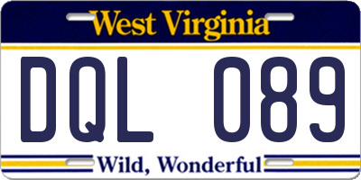 WV license plate DQL089