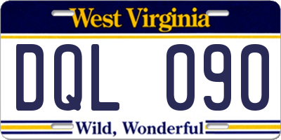 WV license plate DQL090