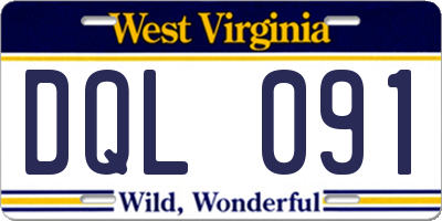 WV license plate DQL091