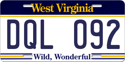 WV license plate DQL092