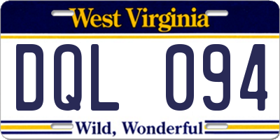 WV license plate DQL094