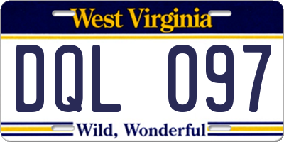 WV license plate DQL097