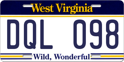 WV license plate DQL098