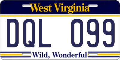 WV license plate DQL099