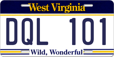 WV license plate DQL101
