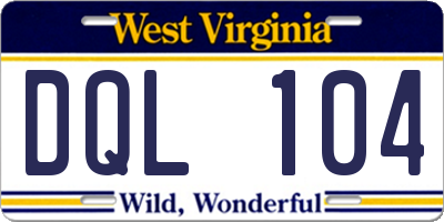 WV license plate DQL104