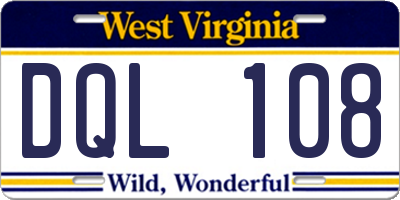 WV license plate DQL108