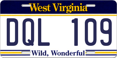 WV license plate DQL109
