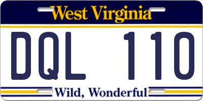 WV license plate DQL110