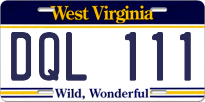 WV license plate DQL111