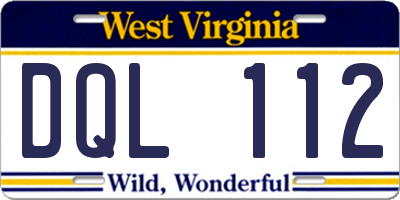 WV license plate DQL112