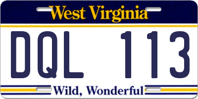 WV license plate DQL113