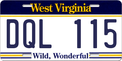 WV license plate DQL115