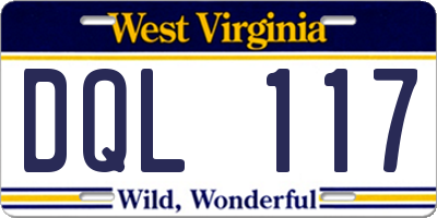 WV license plate DQL117