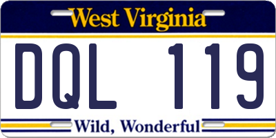 WV license plate DQL119