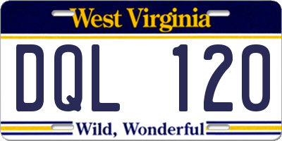 WV license plate DQL120