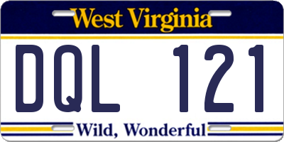 WV license plate DQL121