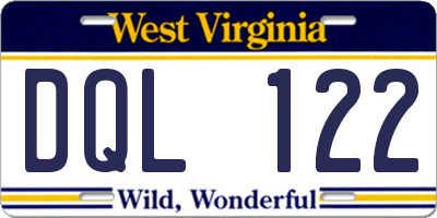 WV license plate DQL122