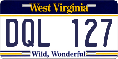WV license plate DQL127